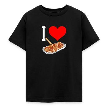 Currywurst Curry Wurst Bratwurst Berliner Ruhrpott - Teenage T-Shirt - black - Front - AI Model Teenager Male light (155cm)