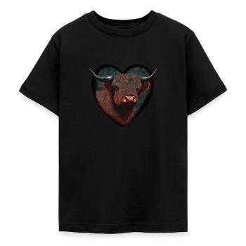 Cœur de bétail des Highlands - T-shirt Ado - noir - Devant - AI Model Teenager Male light (155cm)