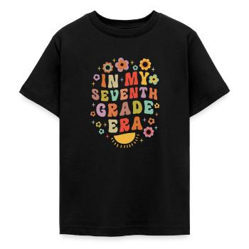 In My Seventh Grade Era 7th Grade Groovy Vintage - Teenage T-Shirt - black - Front - AI Model Teenager Male light (155cm)