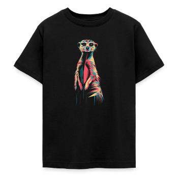 Farbenfrohes Erdmännchen Kunstwerk - Teenager T-Shirt - Schwarz - Vorne - AI Model Teenager Male light (155cm)