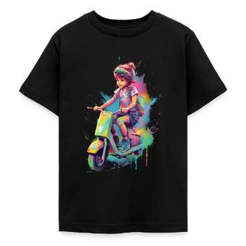 Junge auf Roller - Teenager T-Shirt - Schwarz - Vorne - AI Model Teenager Male light (155cm)