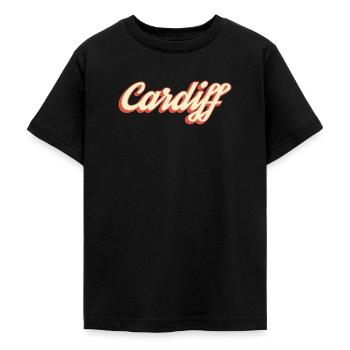 Cardiff Retro Script Logo - Teenage T-Shirt - black - Front - AI Model Teenager Male light (155cm)