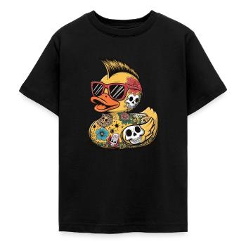 Gummiente Ente Sonnenbrille Totenkopf Punk Style - Teenager T-Shirt - Schwarz - Vorne - AI Model Teenager Male light (155cm)
