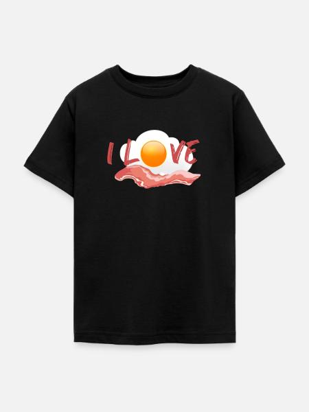 Schinken mit Ei - Frühstück - Teenager T-Shirt - Schwarz