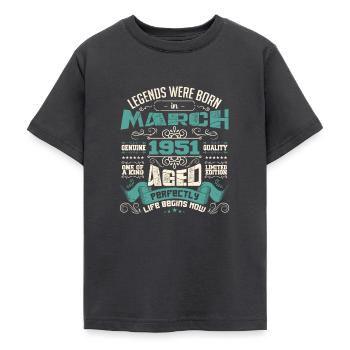 March 1951 | birthday gift - T-shirt Ado - charbon - Devant - AI Model Teenager Male light (155cm)