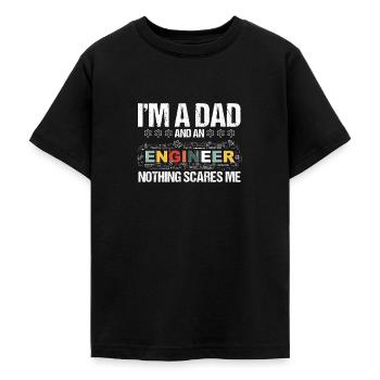 Je suis papa et ingénieur, rien ne me fait peur - T-shirt Ado - noir - Devant - AI Model Teenager Male light (155cm)