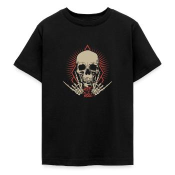 Cadeau de fan de métal hard rock crâne rock n roll - T-shirt Ado - noir - Devant - AI Model Teenager Male light (155cm)