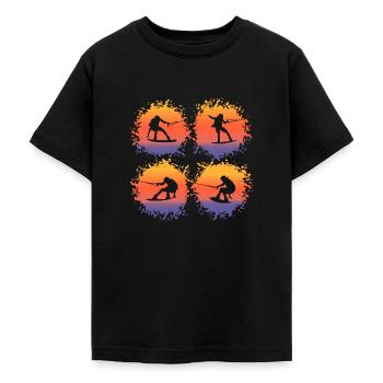 Wakeboard Surfboard Waken Wakeskate Retro - T-shirt Ado - noir - Devant - AI Model Teenager Male light (155cm)