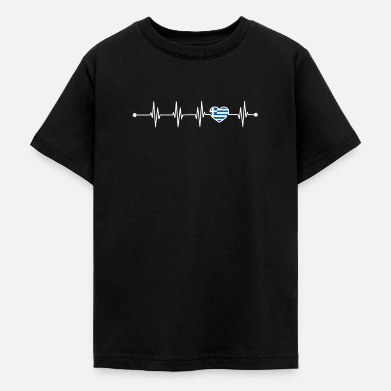 Heartbeat drapeau de la Grèce - T-shirt Ado - noir