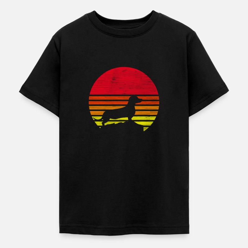 Retro teckel cadeau de silhouette - T-shirt Ado - noir