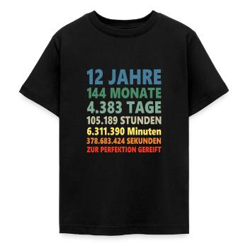 12 Jahre 12. Geburtstag 12ter Spruch Geschenk - Teenager T-Shirt - Schwarz - Vorne - AI Model Teenager Male light (155cm)