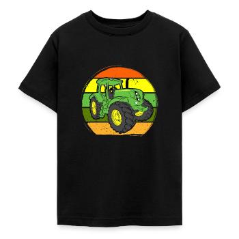 Tractor Tractor Agricultural Machine retro vintage - Teenage T-Shirt - black - Front - AI Model Teenager Male light (155cm)
