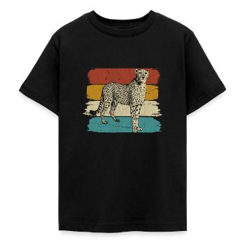 Gepard Wildtier retro - Teenager T-Shirt - Schwarz - Vorne - AI Model Teenager Male light (155cm)