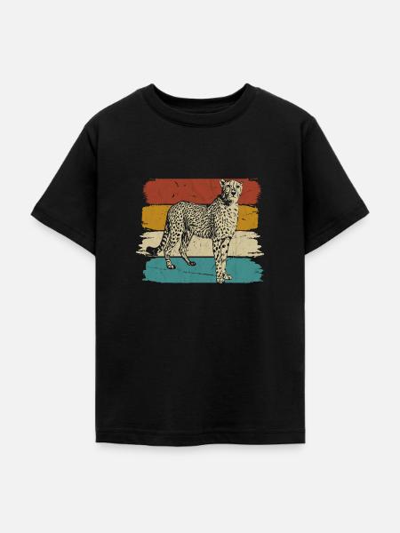 Gepard Wildtier retro - Teenager T-Shirt - Schwarz