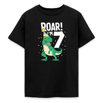 Ich bin 7 TRex Geburtstag Dinosaurier Happy Seven 7. Brüllen - Teenager T-Shirt - Schwarz - Vorne - AI Model Teenager Male light (155cm)