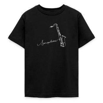 Saxophone Oneline Art - Musicien de saxophone - T-shirt Ado - noir - Devant - AI Model Teenager Male light (155cm)