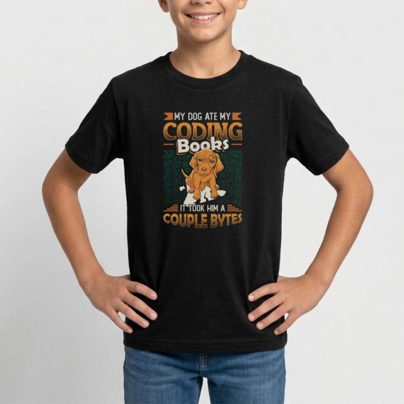 Dog Bytes Code Computer Joke Programmation T-shirt Ado