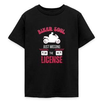 Bikerseele fehlt nur noch die Lizenz - Teenager T-Shirt - Schwarz - Vorne - AI Model Teenager Male light (155cm)