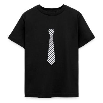 Tie striped - Teenage T-Shirt - black - Front - AI Model Teenager Male light (155cm)