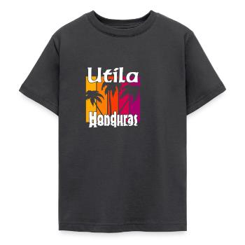 Utila, Honduras - T-shirt Ado - charbon - Devant - AI Model Teenager Male light (155cm)