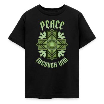 Jesus-Peace, Jesus Christus Spruch - Teenager T-Shirt - Schwarz - Vorne - AI Model Teenager Male light (155cm)