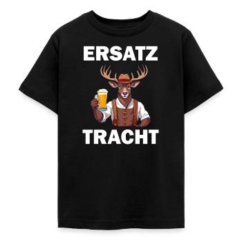 Lederhose Hirsch Tracht Bayrisch Trachten Ersatz - Teenager T-Shirt - Schwarz - Vorne - AI Model Teenager Male light (155cm)