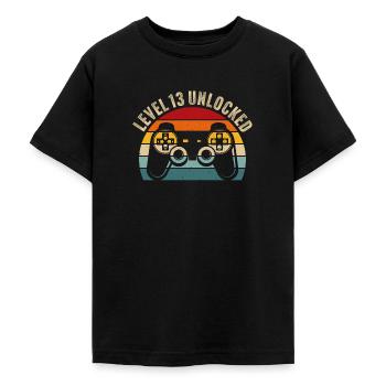 13.Geburtstag - 13 Jahre Gamer Level 13 unlocked - Teenager T-Shirt - Schwarz - Vorne - AI Model Teenager Male light (155cm)