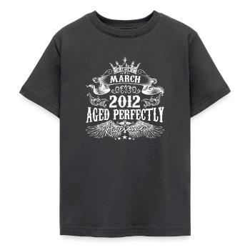 2012 | March 2012 birthday Aged Perfectly - Teenage T-Shirt - dark grey - Front - AI Model Teenager Male light (155cm)