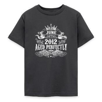2012 | June 2012 birthday Aged Perfectly - Teenage T-Shirt - dark grey - Front - AI Model Teenager Male light (155cm)