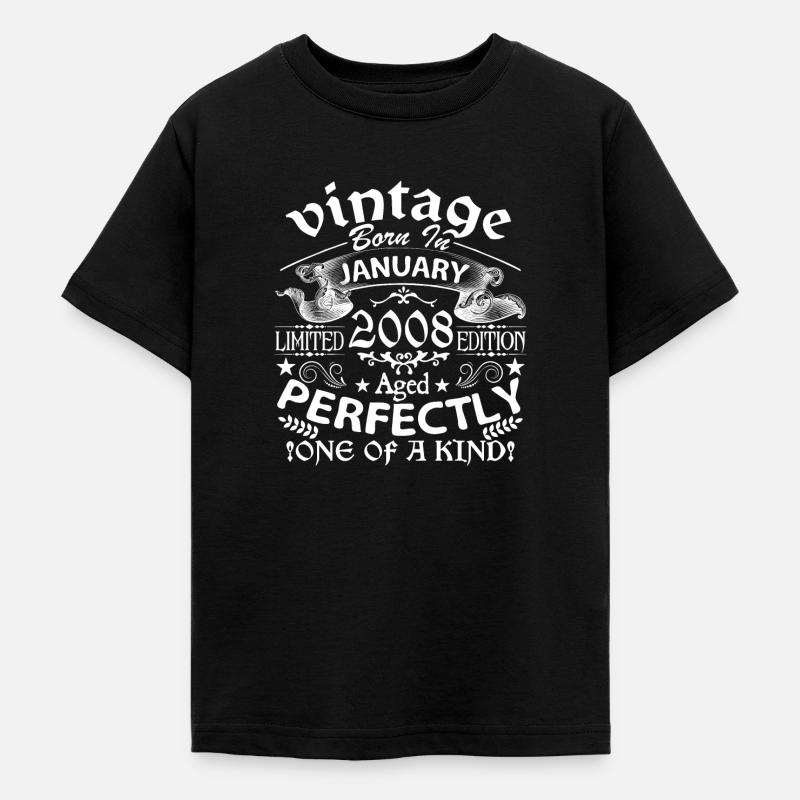 Janvier 2008 | anniversaire 2008 Vintage Janvier - T-shirt Ado - noir
