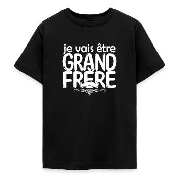 grand frère Bientôt grand-frère futur grand frère - T-shirt Ado - noir - Devant - AI Model Teenager Male light (155cm)