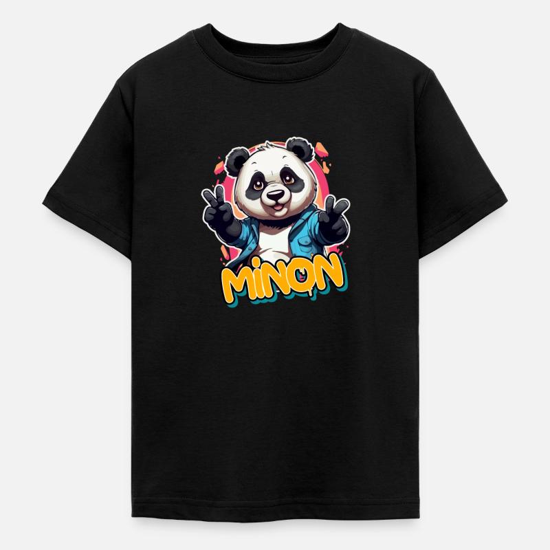 MINON - Beau nom de garçon avec Cool Panda - T-shirt Ado - noir