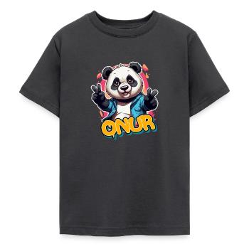 ONUR - Beau nom de garçon avec Cool Panda - T-shirt Ado - charbon - Devant - AI Model Teenager Male light (155cm)