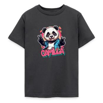 CAMILLA - Belle fille prénom avec Cool Panda - T-shirt Ado - charbon - Devant - AI Model Teenager Male light (155cm)