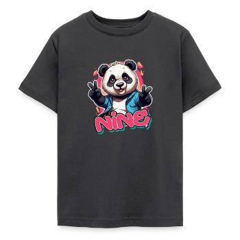 NEUF - beau nom de fille avec Cool Panda - T-shirt Ado - charbon - Devant - AI Model Teenager Male light (155cm)