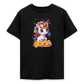 SOFIA - Schöner Mädchen Name mit süßem Einhorn - Teenager T-Shirt - Schwarz - Vorne - AI Model Teenager Male light (155cm)