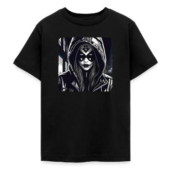 Fille Cyberpunk Cool - T-shirt Ado - noir - Devant - AI Model Teenager Male light (155cm)