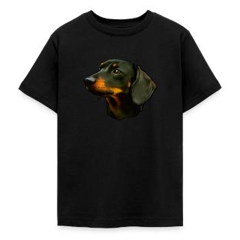 Dachshund dog portrait - Teenage T-Shirt - black - Front - AI Model Teenager Male light (155cm)