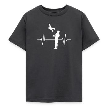 Model flying model maker airplane EKG line gift - Teenage T-Shirt - dark grey - Front - AI Model Teenager Male light (155cm)
