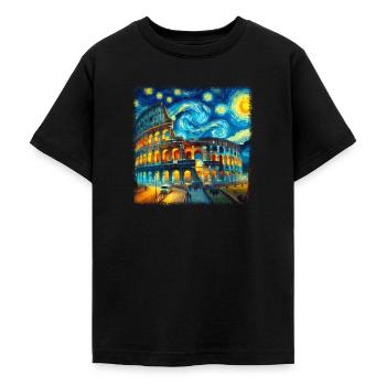 Van Gogh Kolosseum Sternennacht Stil - Teenager T-Shirt - Schwarz - Vorne - AI Model Teenager Male light (155cm)