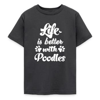 Leben ist besser mit Pudeln Pudelbesitzer Pudel - Teenager T-Shirt - Dunkelgrau - Vorne - AI Model Teenager Male light (155cm)