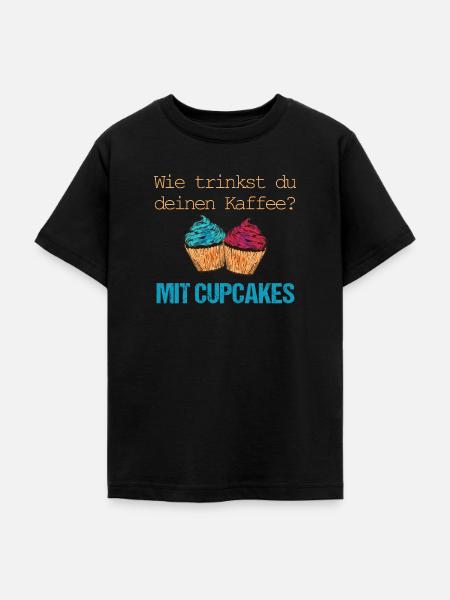 Kaffee nur mit Cupcakes - Teenager T-Shirt - Schwarz