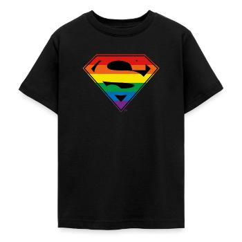Justice League Superman Regenbogen Logo - Teenager T-Shirt - Schwarz - Vorne - AI Model Teenager Male light (155cm)