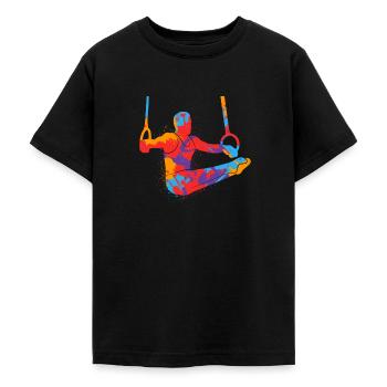 Bunter Turner Gymnastik Ringeturnen Jungen Turnen - Teenager T-Shirt - Schwarz - Vorne - AI Model Teenager Male light (155cm)