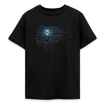 KI künstliche Intelligenz Form eines Kopf Umriss - Teenager T-Shirt - Schwarz - Vorne - AI Model Teenager Male light (155cm)