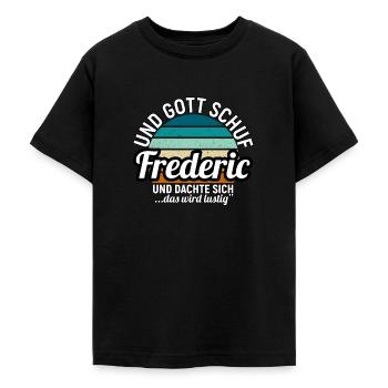 Frederic - Teenager T-Shirt - Schwarz - Vorne - AI Model Teenager Male light (155cm)