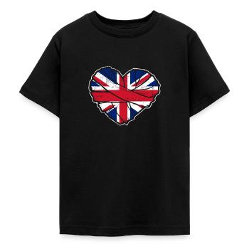 Royaume-Uni Drapeau britannique Coeur - T-shirt Ado - noir - Devant - AI Model Teenager Male light (155cm)