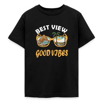 Best View Good Vibes Sunglasses Island View - Teenage T-Shirt - black - Front - AI Model Teenager Male light (155cm)