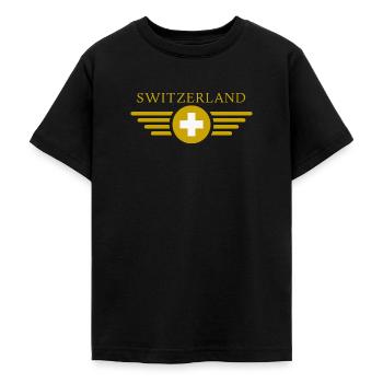 J’aime le drapeau de la Suisse - T-shirt Ado - noir - Devant - AI Model Teenager Male light (155cm)