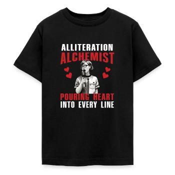 Alliteration Alchemist Poetry Slam - Teenage T-Shirt - black - Front - AI Model Teenager Male light (155cm)